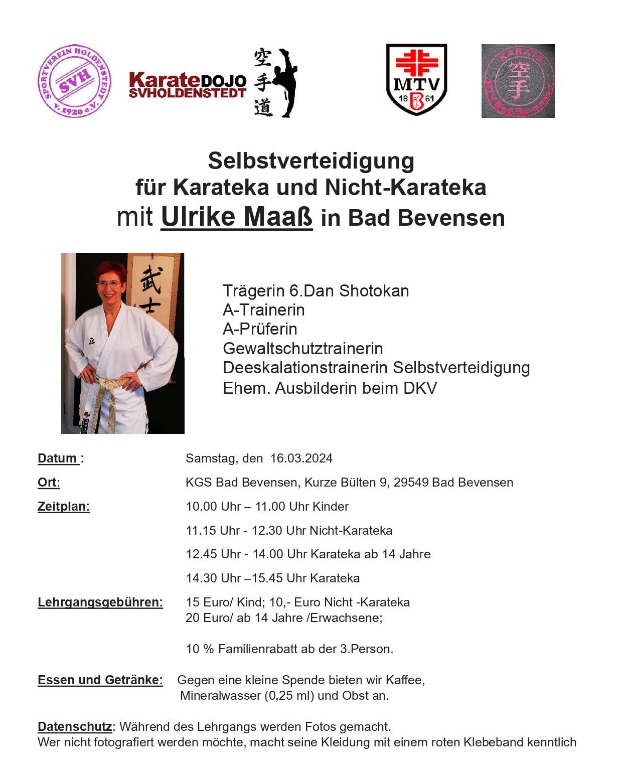 Selbstverteidigung für Karateka und Nicht-Karateka mit Ulrike Maaß in Bad Bevensen